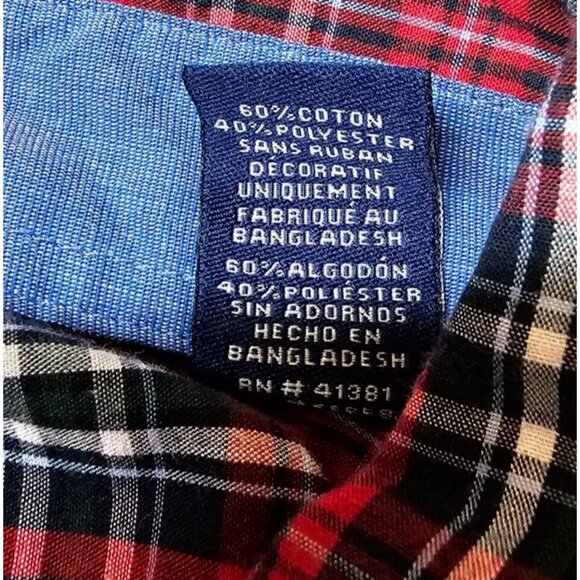 Chaps Easy Care XXL Red Plaid Long Sleeve Button Down Embroidered Logo Shirt - Picture 12 of 12